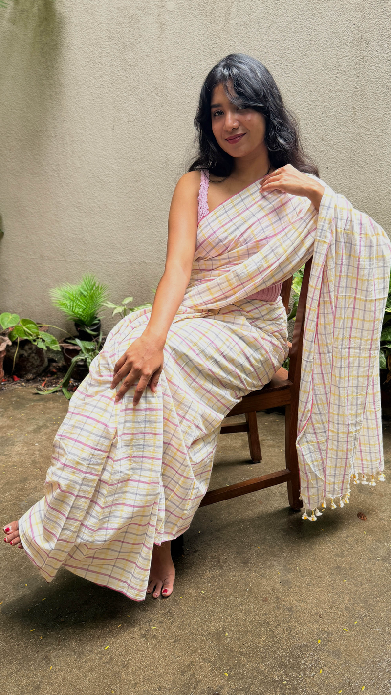 Multicolour Checks - Handloom Cotton Saree