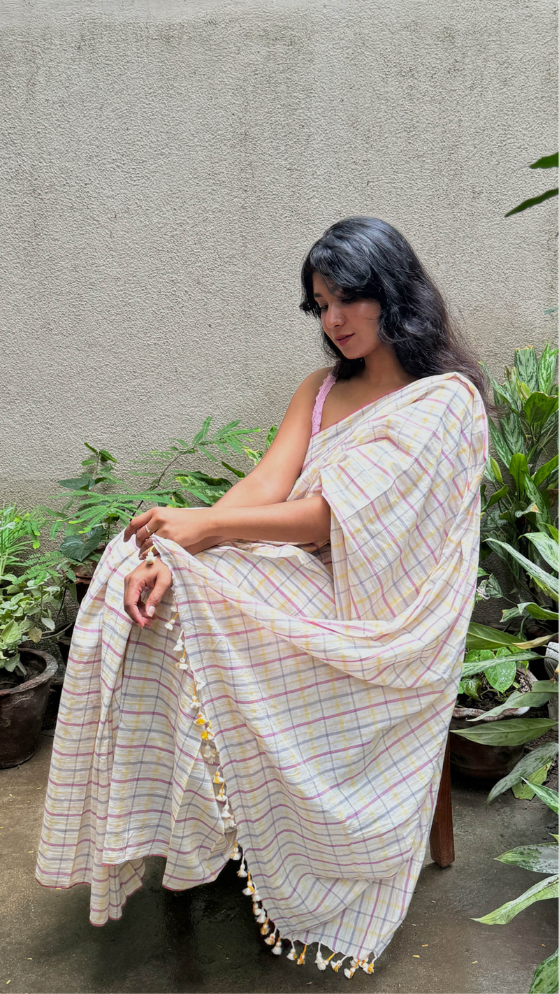 Multicolour Checks - Handloom Cotton Saree