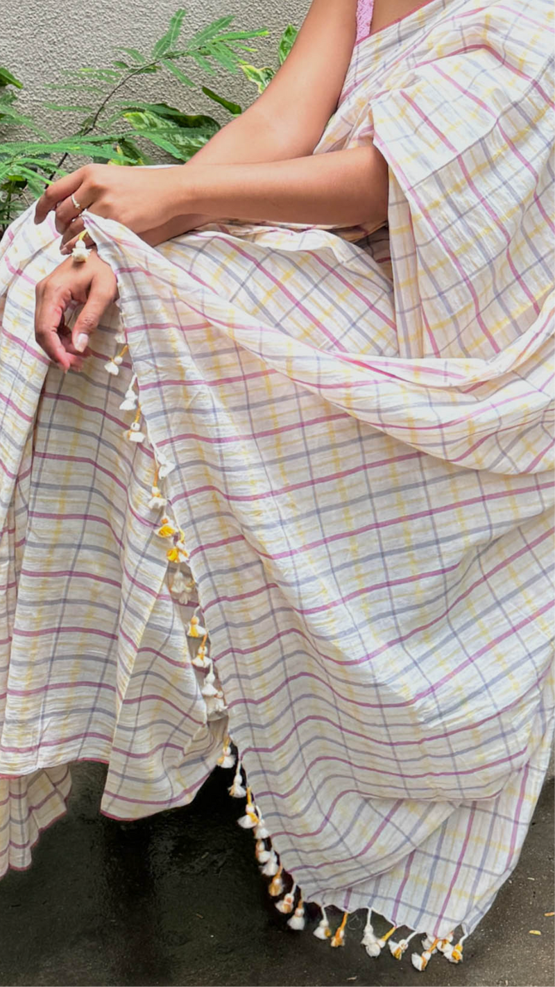 Multicolour Checks - Handloom Cotton Saree