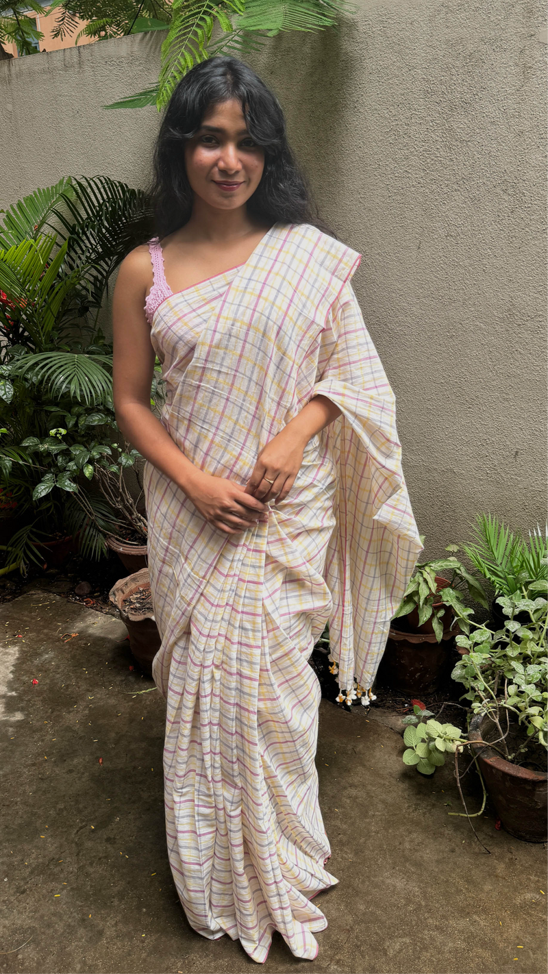 Multicolour Checks - Handloom Cotton Saree